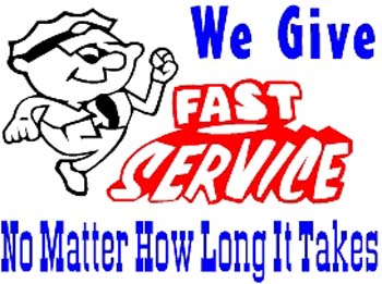 'We Give Fast Service' lettering vinyl decal customized online.  We Give Fast Service